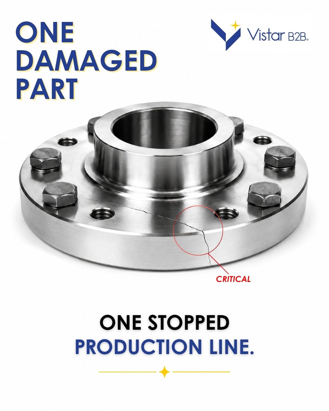 ONE DAMAGED PART. ONE STOPPED PRODUCTION LINE.