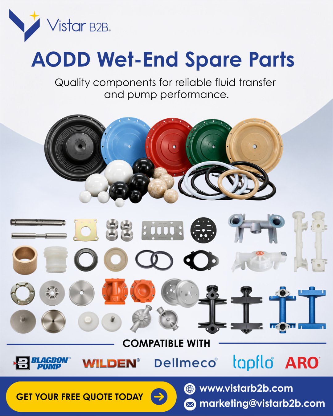 AODD wet-end spare parts keep your diaphragm pump running reliably